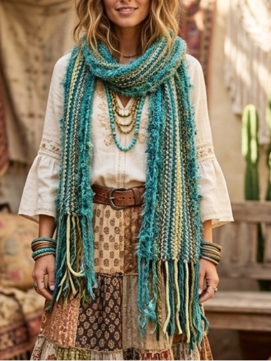 Collectioneighteen Accessories - CollectionEighteen Boho Lightweight Fringe Scarf